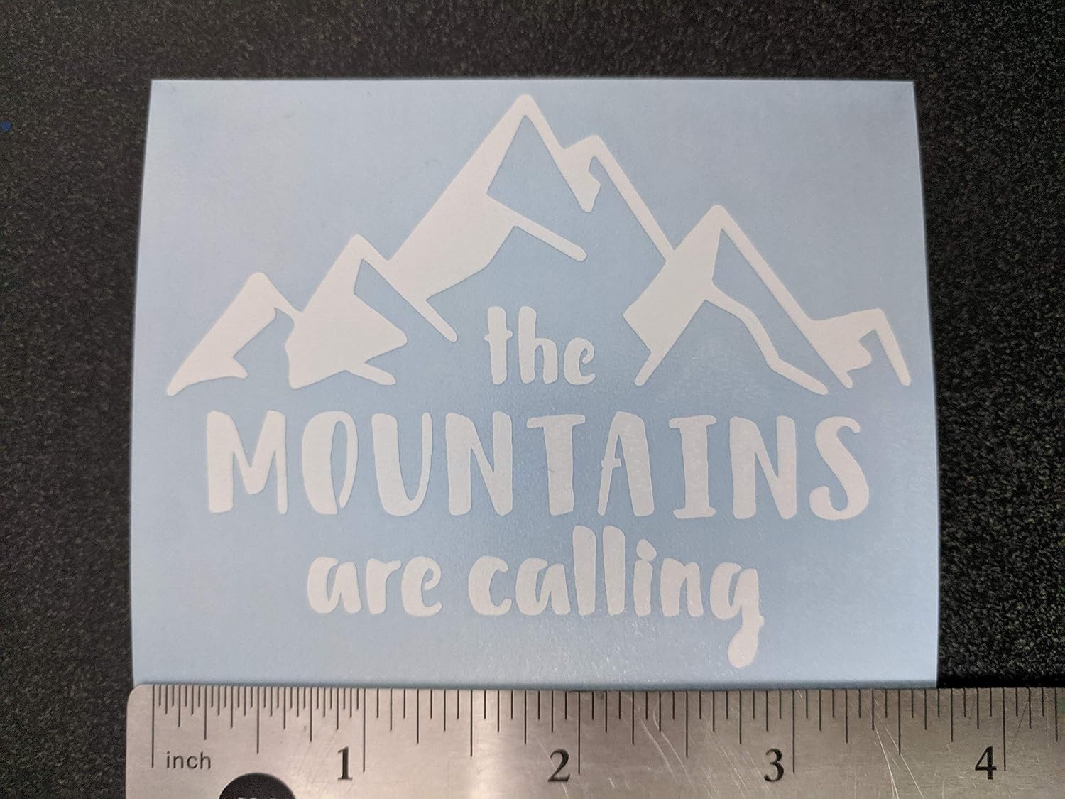 Mountain Decal 4 Pack: Explore, Mountains are Calling, Simple and Detailed Mountain Silhouette (Mountain White, Small ~3.5)