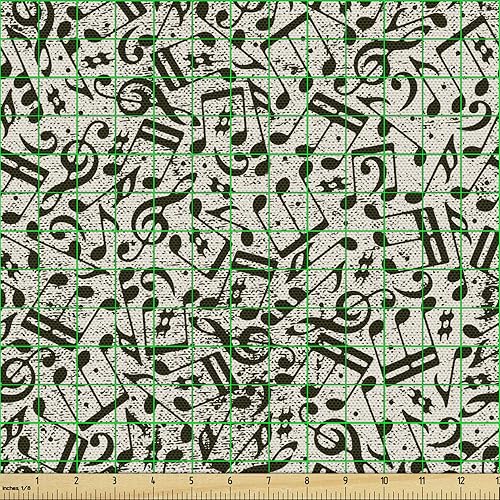 Miniatura 466 de Lunarable - Tela para amantes de perros de The Yard, patrón divertido de animales de dibujos animados en posiciones caprichosas estirando y Beige y