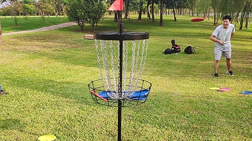 Miniatura 7 de Disc Golf Basket - Portable Disc Golf Target with Heavy Duty 24-Chains Come with 6pcs Disc Golf Discs and Carry Bag, Ground Stake -Suitable for