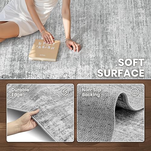 Miniatura 6 de zesthome Alfombras de 8 x 10 pulgadas para sala de estar, alfombra lavable con respaldo antideslizante, alfombra de área moderna abstracta,