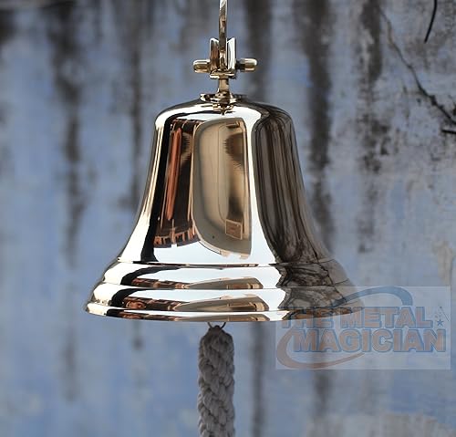 Miniatura 4 de Campana colgante de latón macizo de 4 pulgadas para montar en la pared, perfecta para cenas, interiores, exteriores, escuela, bar, recepción, último