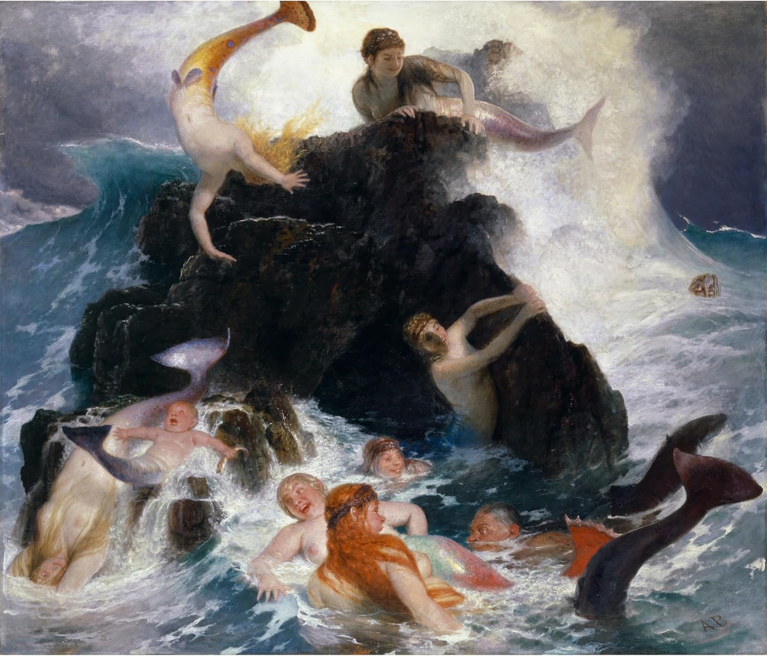 ArtDirect Play of the Nereides (1886) Unframed Art Print Giclee Poster by Arnold Böcklin - Ready for Framing with Customization Sizes 9x8, 13x11, 19x16, 28x24, 42x36 and 56x48 inches