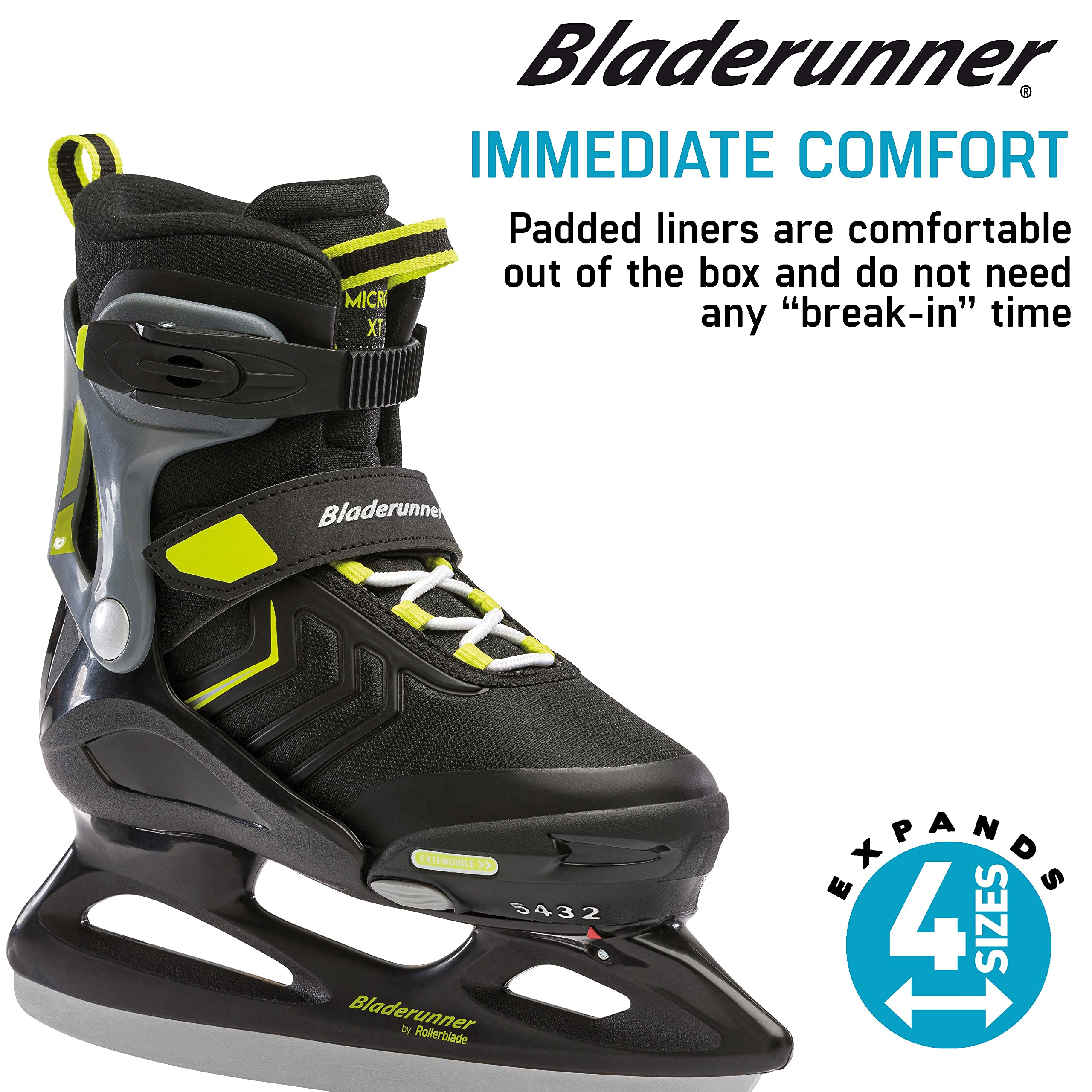 Bladerunner Micro Ice XT Patins à Glace – Taille Réglable 4 En 1, Lames Inox, Doublure Thinsulate, Pour Enfants Et Ados