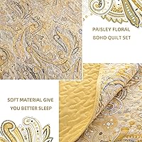 Vista 93 de DJY Juego de edredón de cachemira marrón, tamaño Queen, juego de colcha bohemia de 3 piezas, ropa de cama de microfibra suave y ligera con estampado