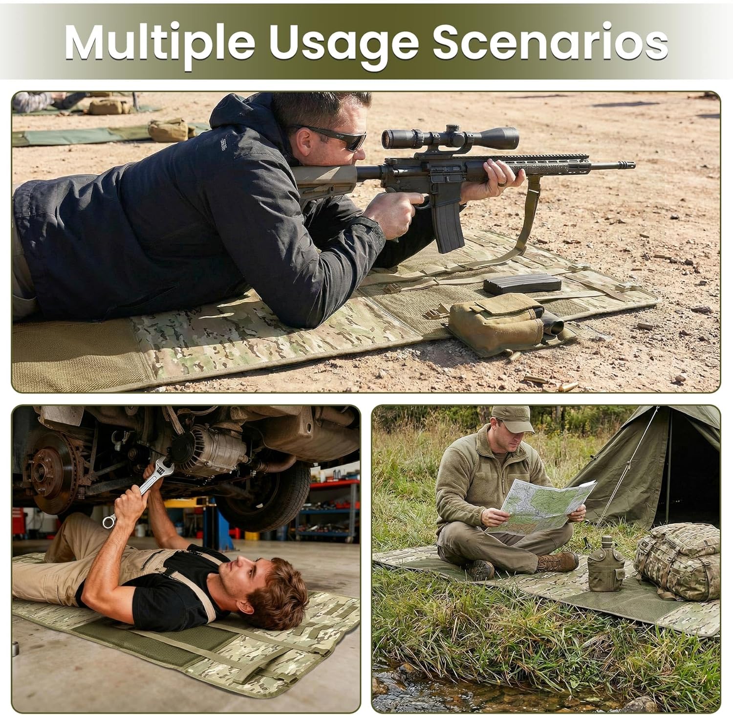 Shooting Mats Prone Padded,Extra Large Tactical Training Shooting Mat for Range Shooting & Hunting, Compact Foldable Water-Resistant Anti-Slip Base with Carry Strap Hunting Mat