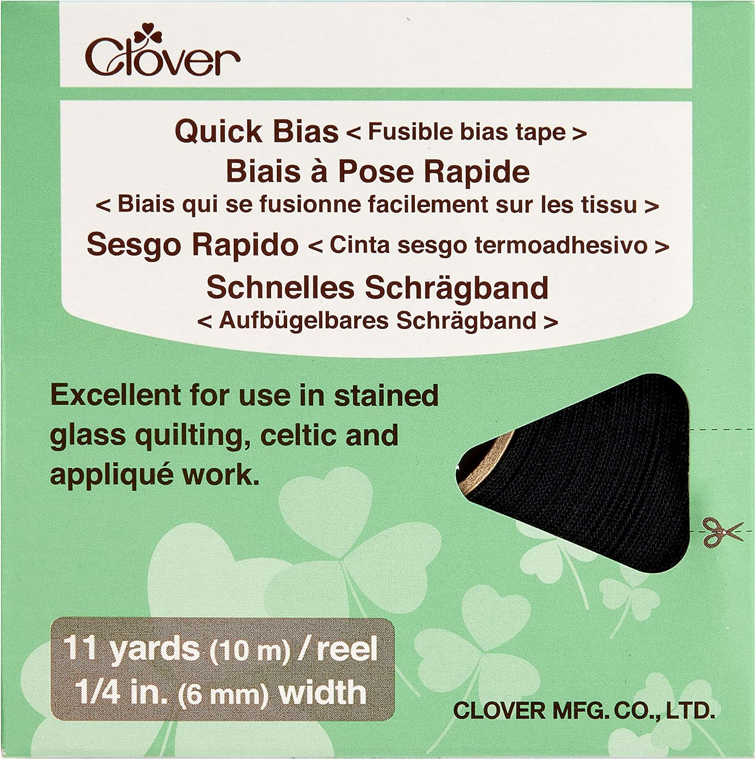 Clover 0334098 Quick Fusible Bias Tape 1/4in Black