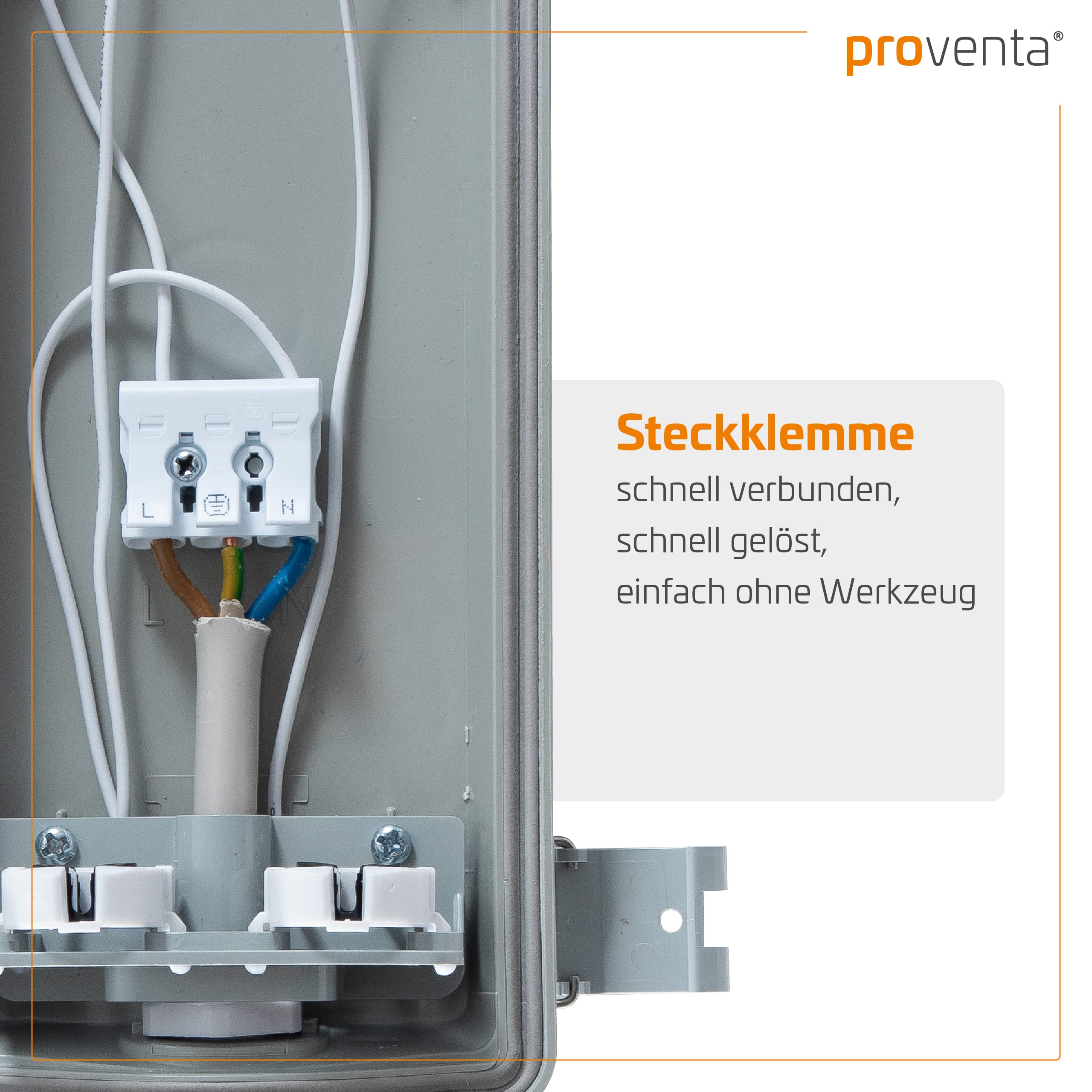 proventa IP65 LED-Feuchtraumleuchte 120cm mit 2x 18W LED-Röhre naturweiß, 4000K 4.320 Lumen Klappdeckel Steckklemme Kabeleinführung bis NYM-J 3x2,5mm² - Sparset 2x