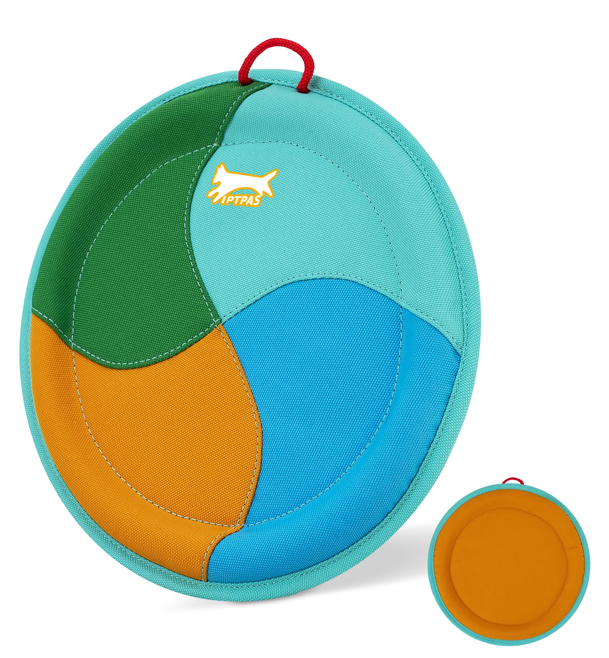 IPTPAS Dog Flying Disc Dog Flyer Toy for Fetch, Durable Nylon 9.5" Diameter with Soft and Thick Edges, Gentle on Teeth & Gums, Lightweight & Water