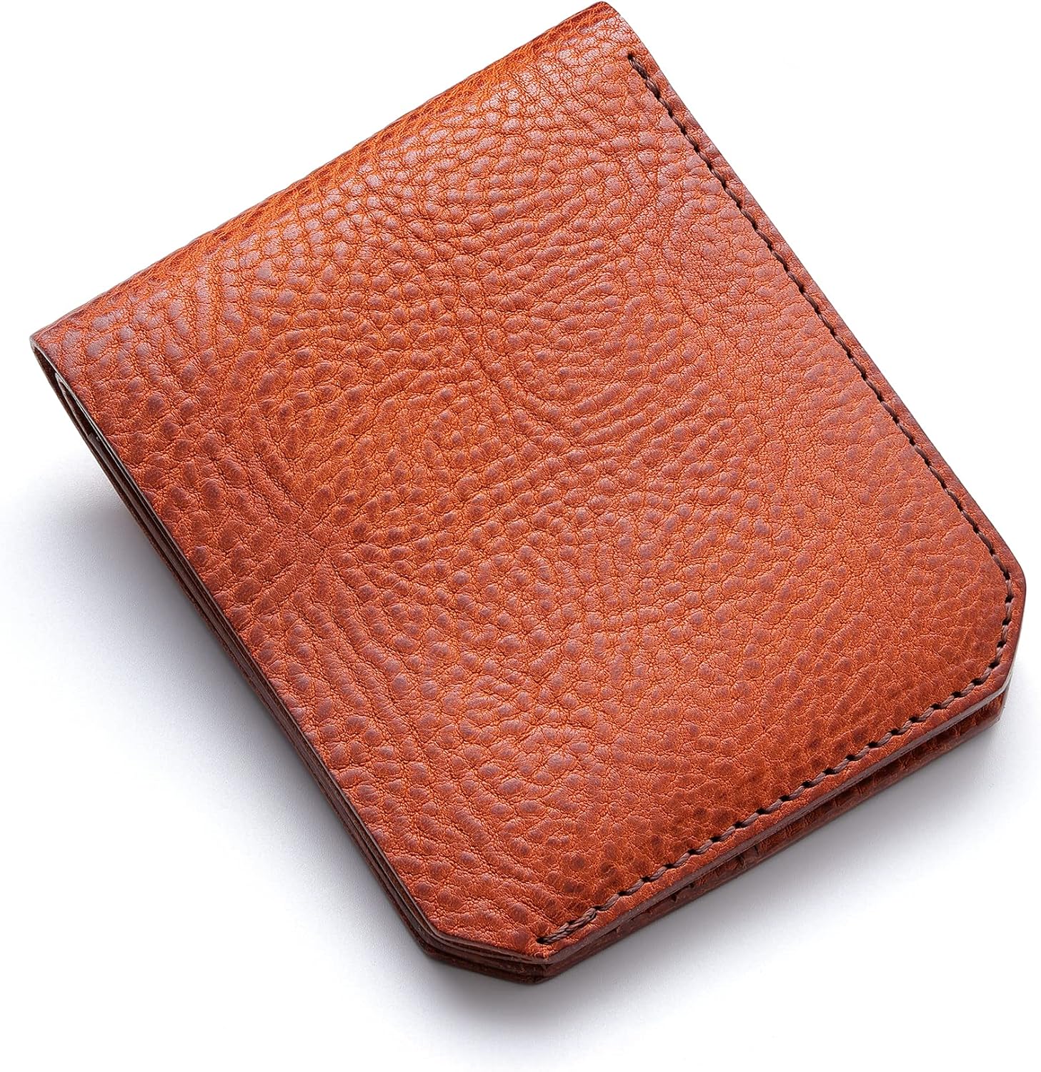IJUN Handmade Vintage Slim Bifold Wallet for Men - Full Grain Vegetable Tanned Cowhide Leather (Orange)