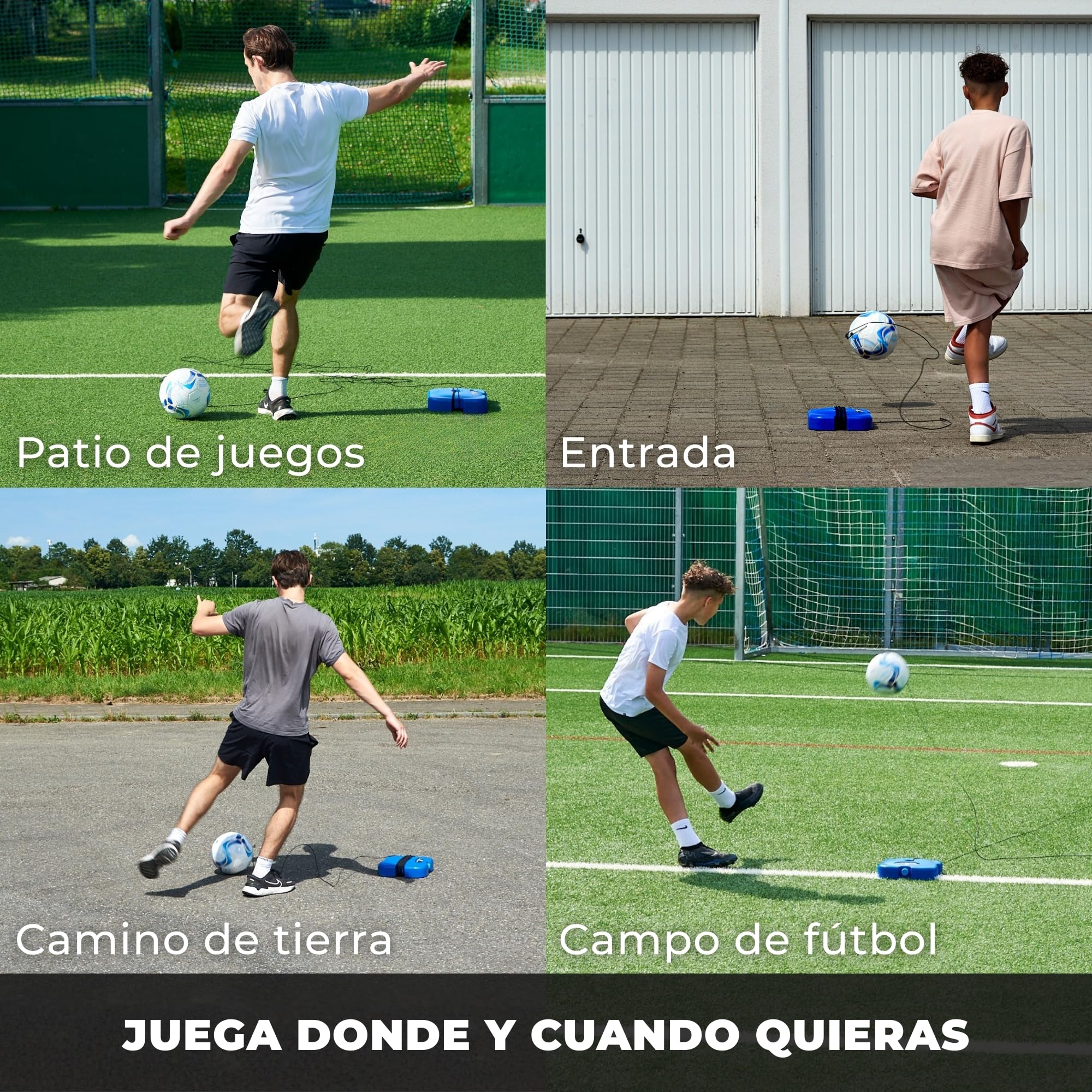 MOVEMATE Juego de entrenamiento de fútbol con cuerda | Popular regalo de fútbol para niños | Innovador dispositivo de entrenamiento para exteriores, en el jardín, en el campo de fútbol