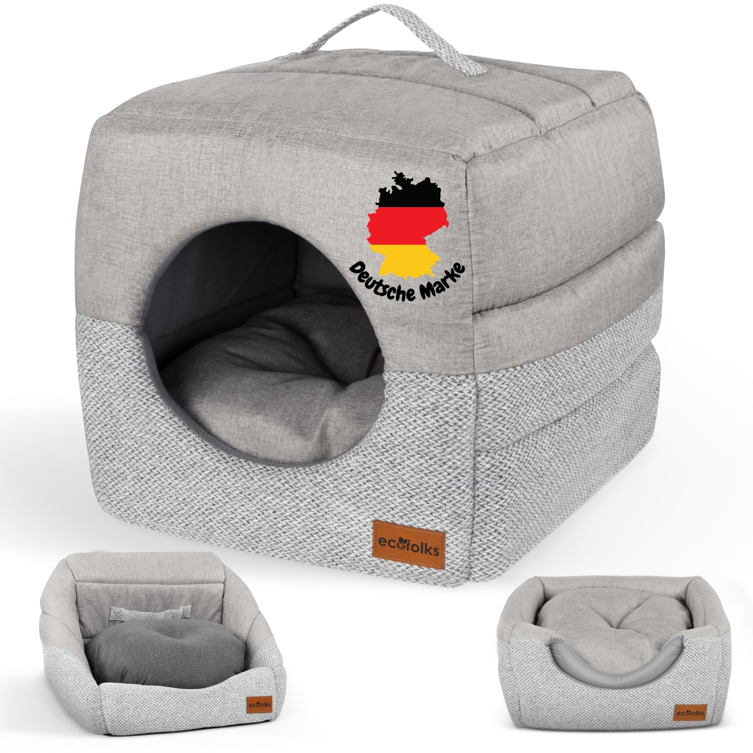 3in1 antibakterielles Katzenbett, Katzenhöhle | Sofa & Kuschelbett – wandelbar, stylisch & platzsparend | Perfekt für Moderne Wohnräume
