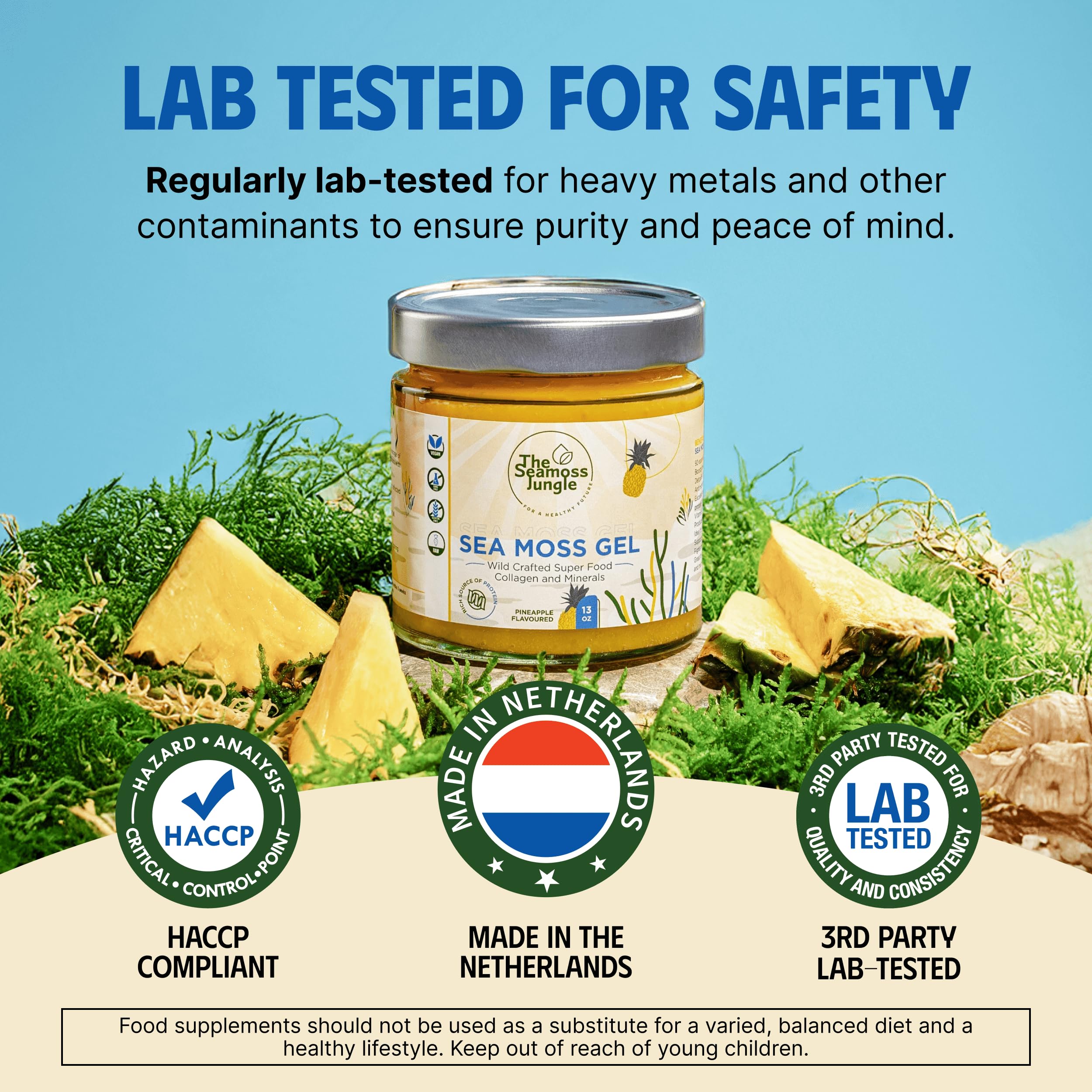 Żel Sea Moss – ananas – 500 ml – St. Lucia – testowany laboratoryjnie – inspirowany dr Sebi – bogaty w witaminy i minerały – superfood dla zdrowia i wellness