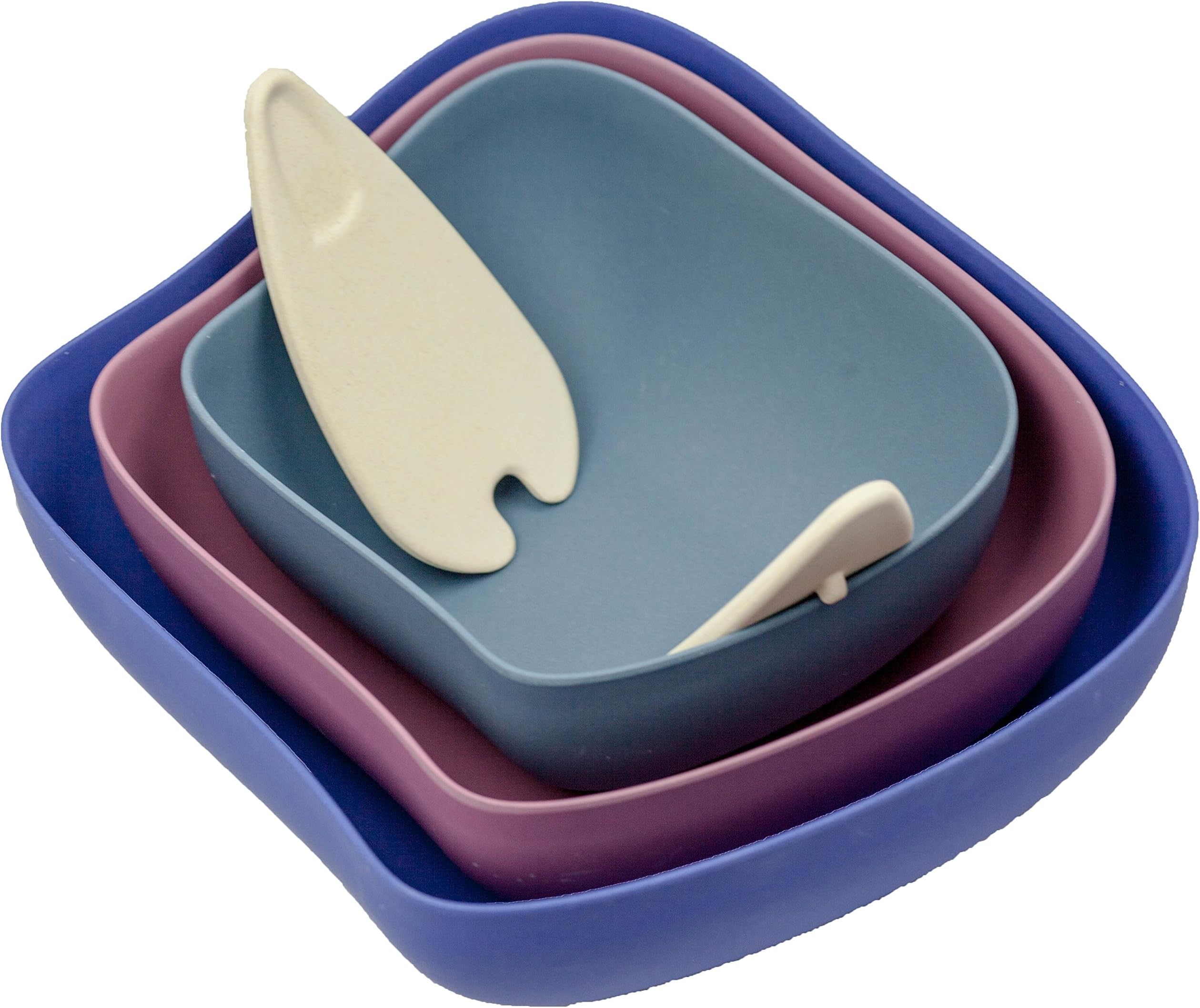 Bamboozle 3 Piece Salad Serving Bowl Set with Bamboo Tongs (Thistle)