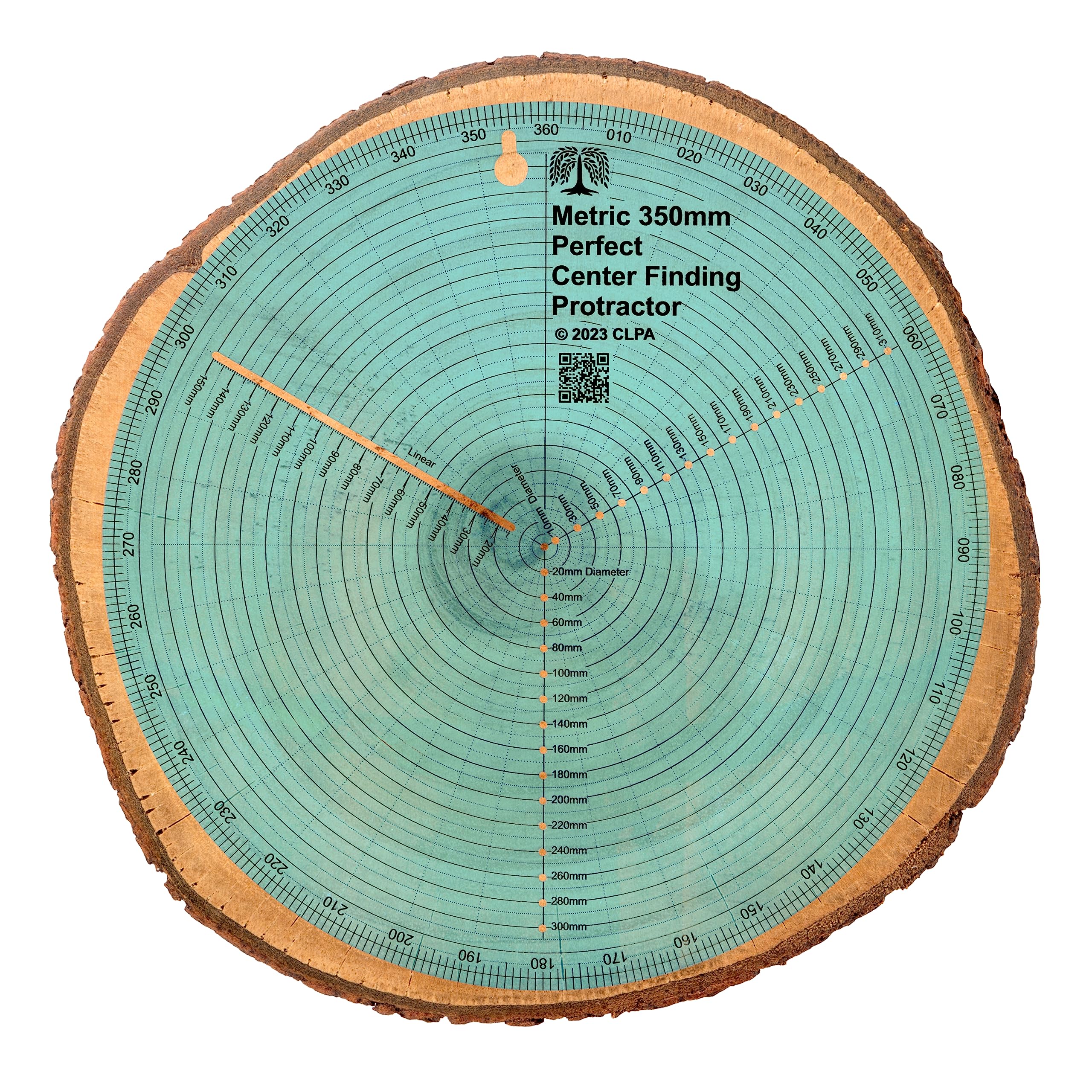 350mm Circle Centre Finder Tool — Round Centre Finder for Woodturning — Protractor, Circle Maker and Dowel Centre Finder — Clear PETG — Made in Australia