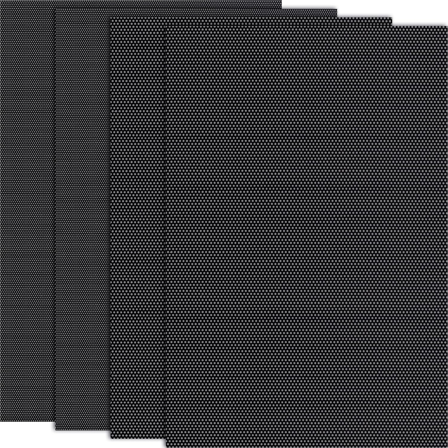 Pndeyo 4 Sheets Fursuit Eyes Mesh, 2 Sizes Waterproof Printable Blank Eye Mesh, PVC Blank Canvas Sheet for Furry Cosplay Props Fursuits Handicrafts Doll Making- Black