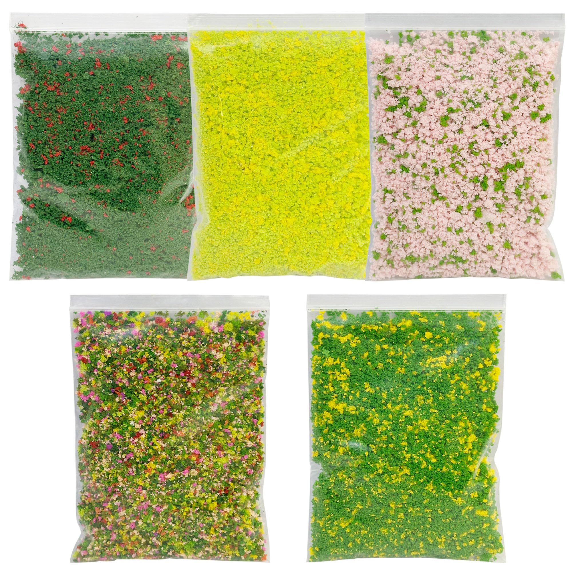 Cayway Mixed Color Tree Powder Model, 5 Pack Simulation Tree Powder, Simulation Flower Modelling Powder, DIY Model Trees Basing Material Kit for Building Model Railway Diorama Scenery