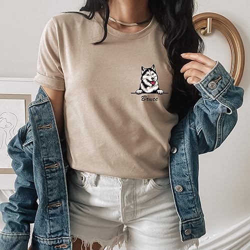 Miniatura 4 de Siberian Husky in Pocket, Custom Shirt for Dog Mom, Mothers Day Gift, Personalized Dog Name Shirt, Dog Owner Gift Ideas, A380