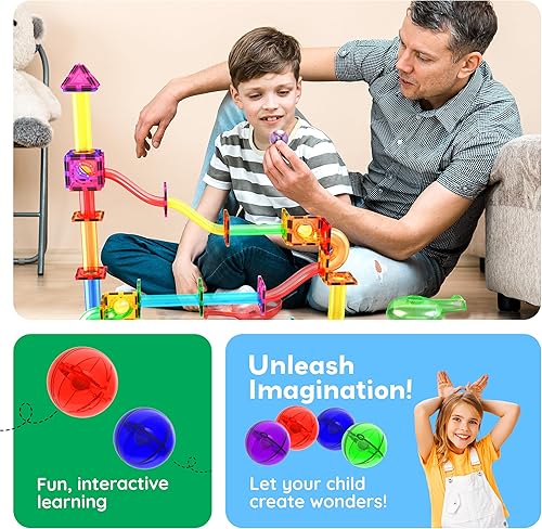 Miniatura 30 de PicassoTiles Paquete de expansión magnético de mármol para bloques de construcción de azulejos magnéticos, kit de juguetes de construcción