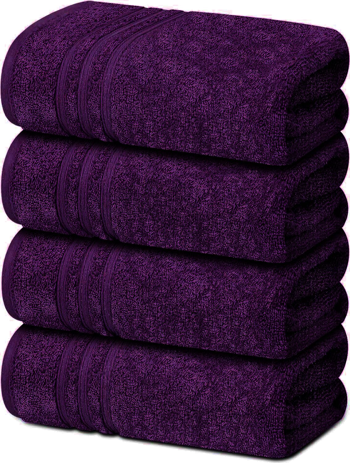 Textile Do Plum 4 X Large Bath Towels 100% Egyptian Cotton High Absorbent 500 Gsm Hotel Quality Jumbo Bath Towel Set (4, )