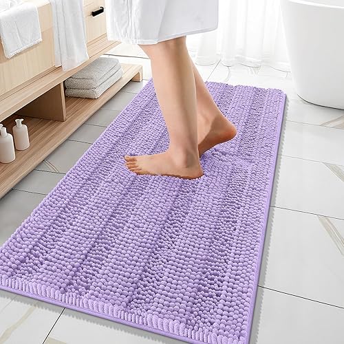 Miniatura 153 de OLANLY Tapetes de baño gruesos de felpilla a rayas de 30 x 20 pulgadas, extra suaves, absorbentes, con parte trasera de goma, se pueden lavar