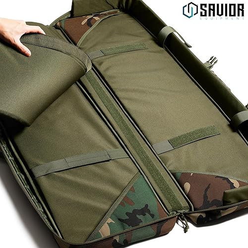 Miniatura 11 de Savior Equipment - Funda táctica americana clásica doble para transportar armas largas, pistolas, rifles, con mochila y correa, compartimento
