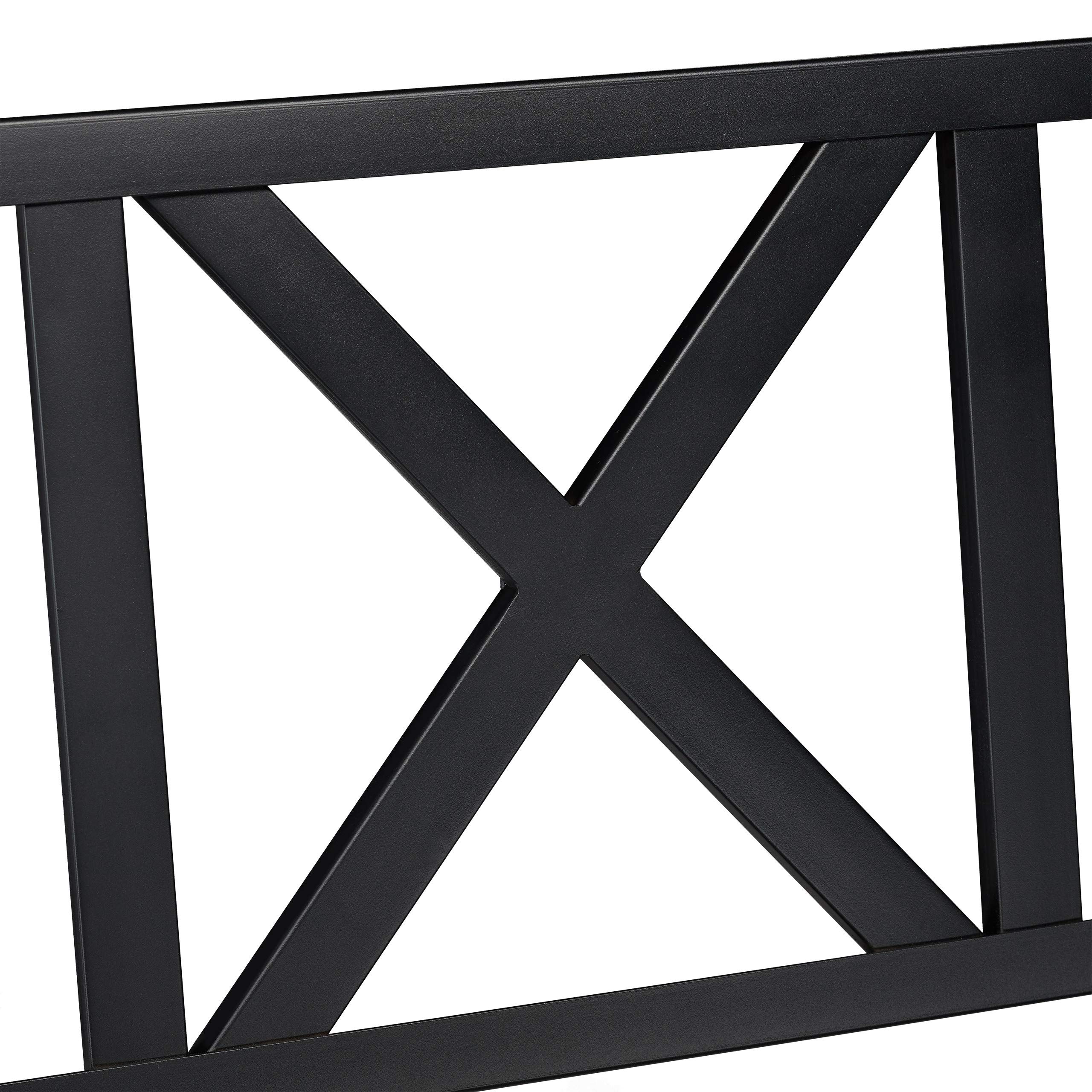 relaxdays Panca da Giardino in Metallo, 2 Posti, Resistente, Panchina da Balcone HxLxP 81 x 127 x 56 cm, Nero