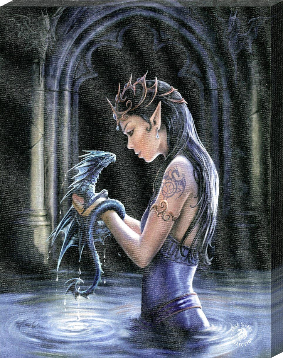 Amazon Com Gothic Fantasy Art Anne Stokes Water Dragon Canvas Print 19x25cm Posters Prints