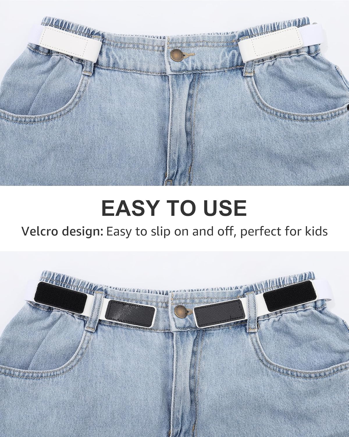 AWAYTR Kids Elastic No Buckle Belt for Girls Toddler for Causal Pants Jeans - Image 3