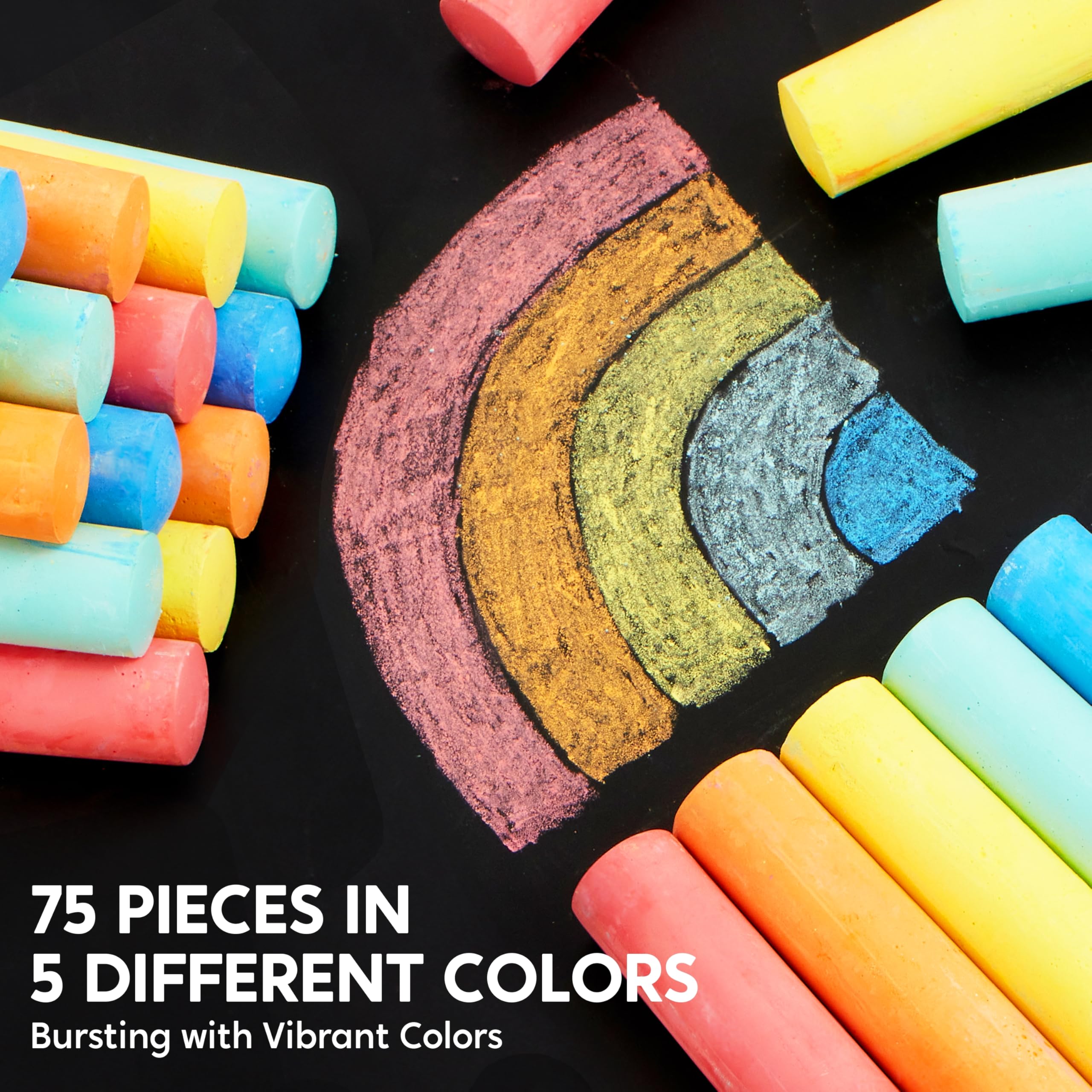 JOYIN 75-teiliges Gehwegkreide-Set in 15 Packungen, 5 Farben, ungiftige, waschbare Jumbo-Kreide für Kleinkinder 1–3, Malerei für Outdoor-Kunst, Schulbedarf, Klassenzimmer Must Haves
