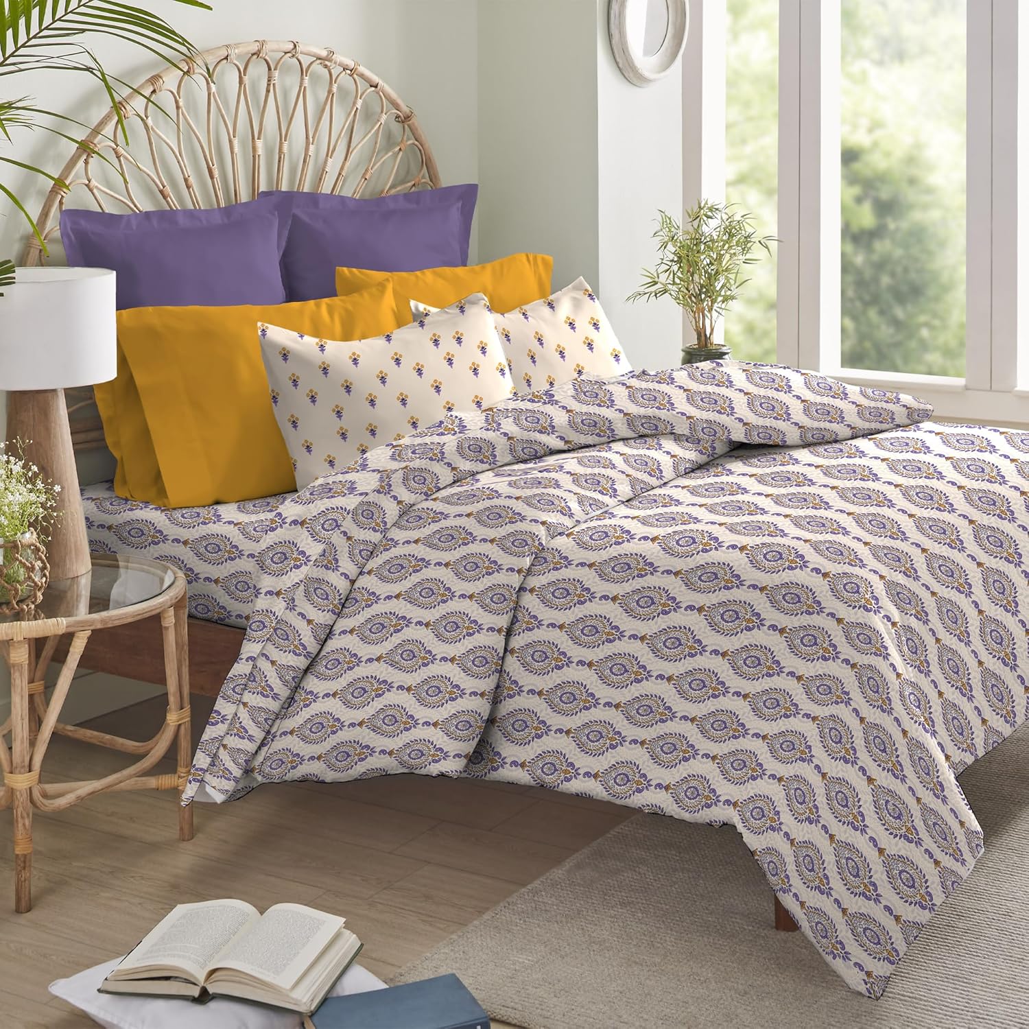 Trident Earth Lover King 3Piece Bedsheet Set, 100 Cotton, Bedsheet