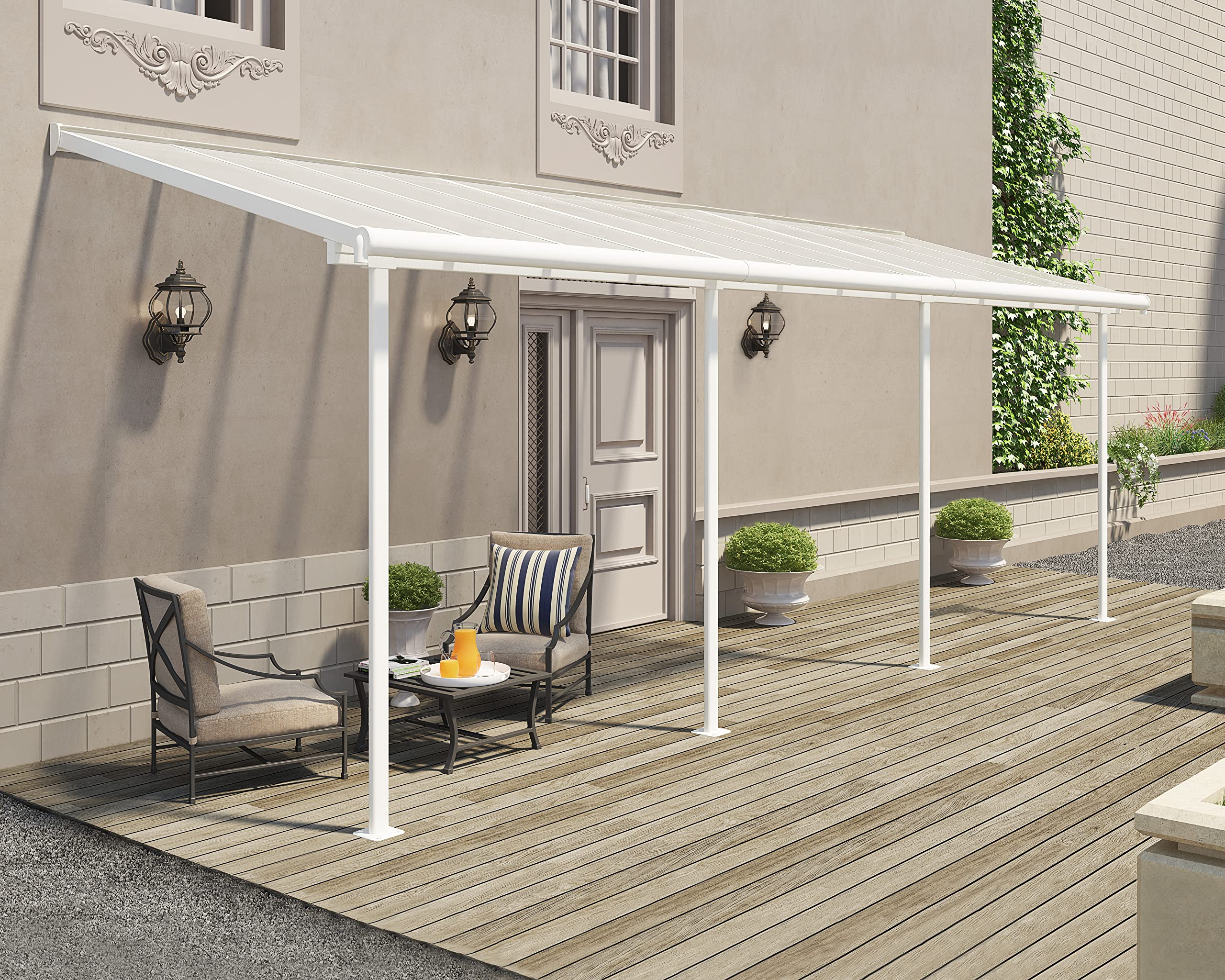 Canopia by Palram Pergola Sierra 15 m² en Aluminium Et Polycarbonate, Moderne & Élégante, pour Couvrir Une Terrasse Toute L’année (Blanc)