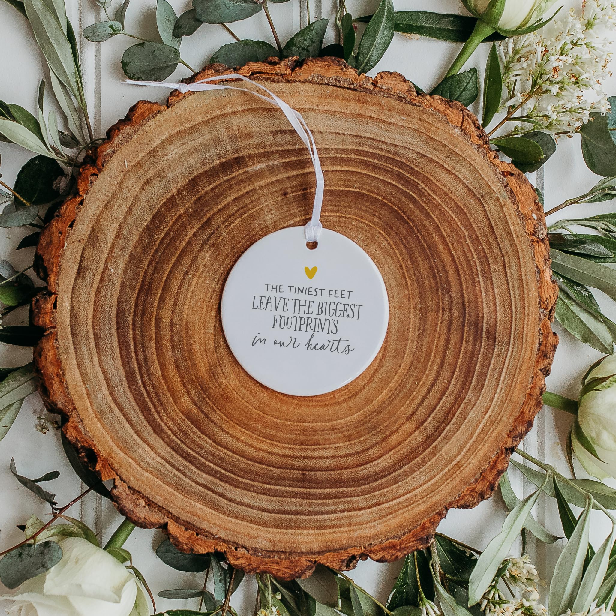 Baby Loss Memorial Gift, Miscarriage/Stillbirth Keepsake, The Tiniest Feet Leave The Biggest Footprints In Our Hearts (Yellow - Image 3