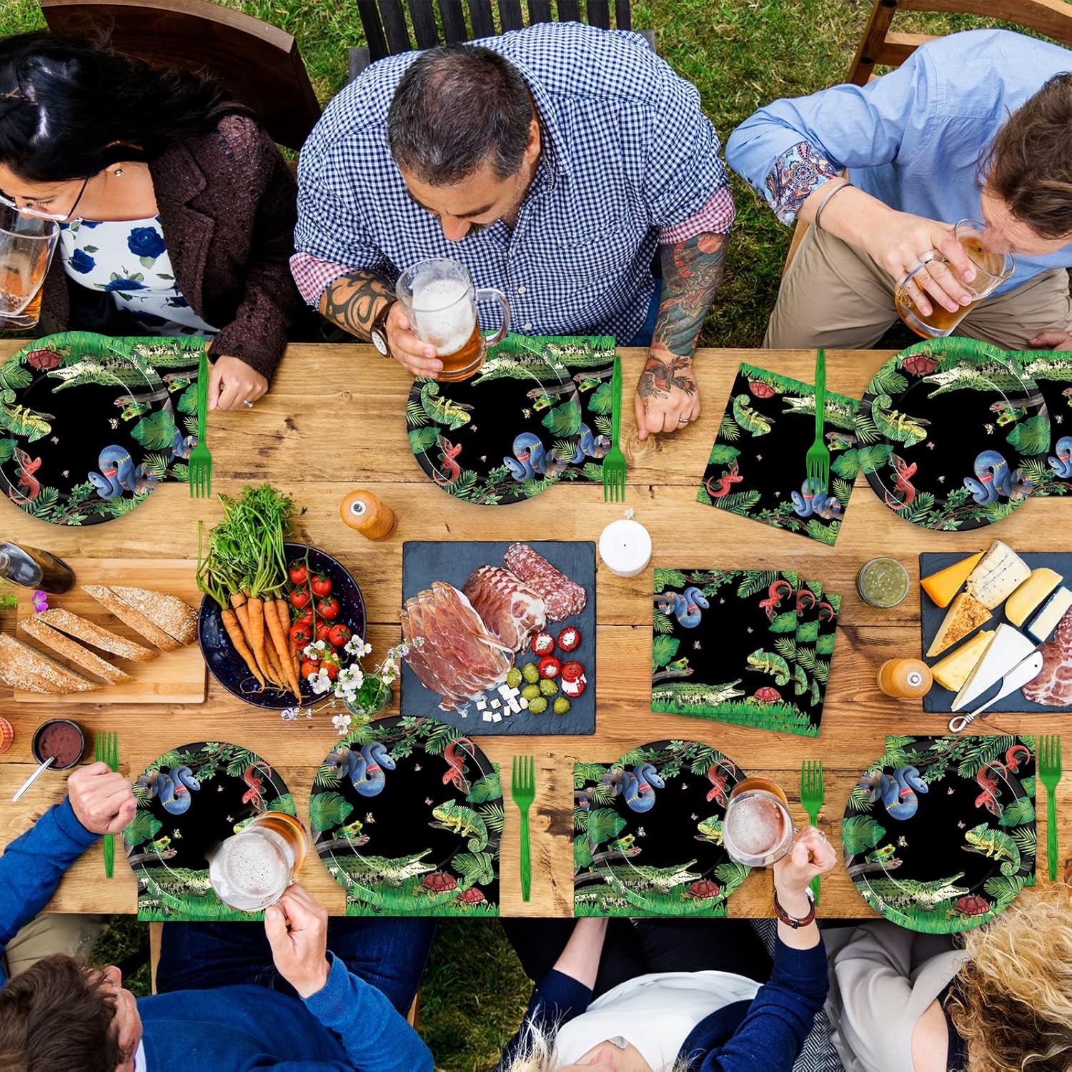 50 Guests Reptile Snake Party Plates and Napkins Party Supplies Jungle Swamp Snake Turtle Birthday Party Decorations Disposable Tableware Set Lizard Baby Shower Dinnerware Favor for Kids, 200PCS