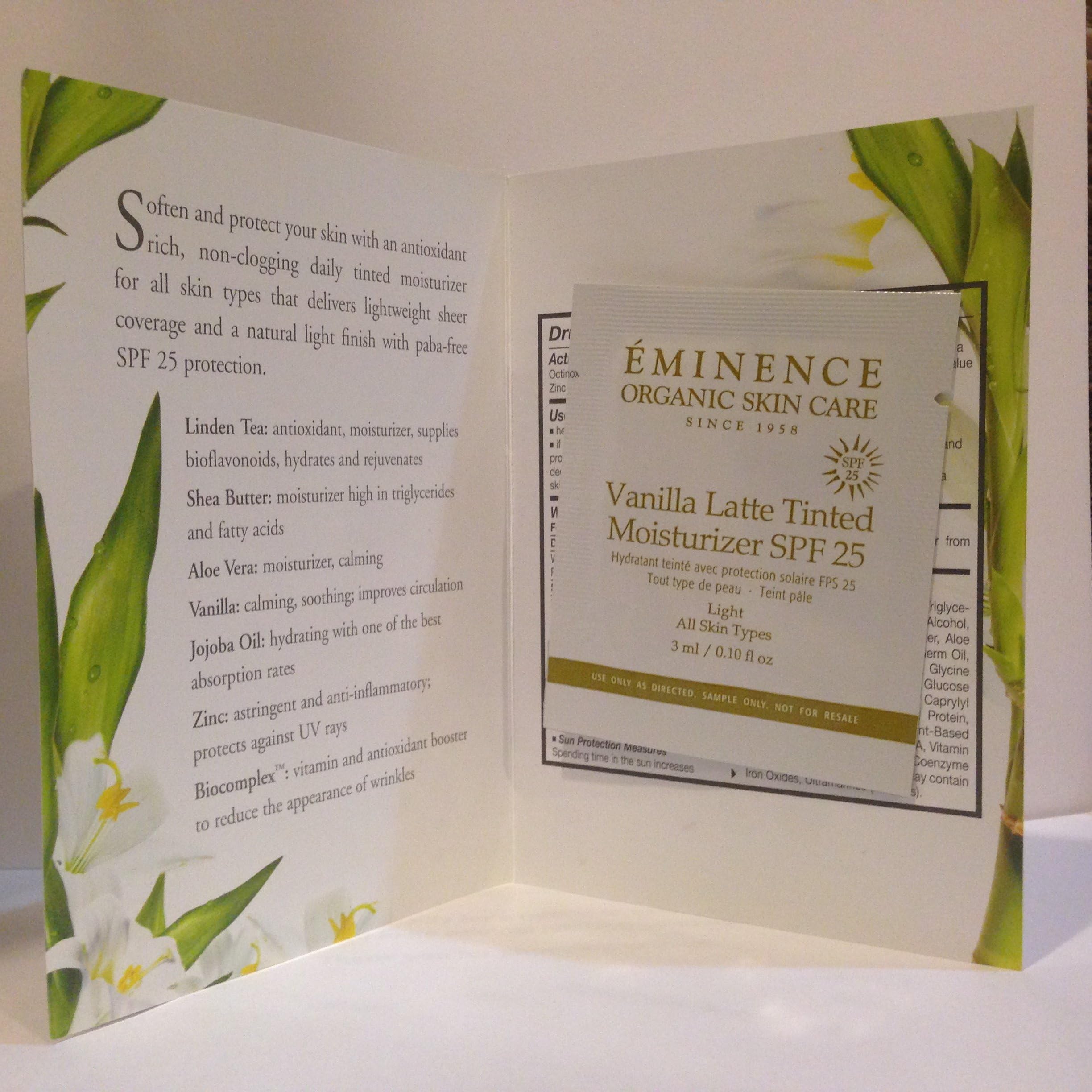 Eminence Vanilla Latte Tinted Moisturizer SPF 25 Sample Set of 6 Travel Size by Eminence Organic Skin Care