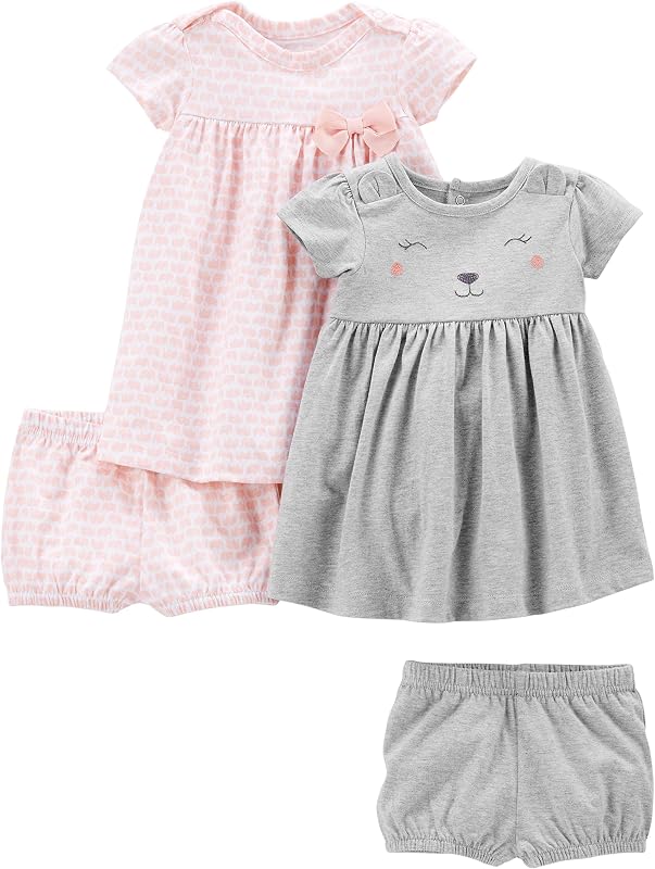 Conjuntos de vestidos de manga corta y sin mangas Simple Joys de Carter's Baby Girls, pack de 2