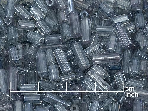 Miniatura 7 de Mezcla de cuentas prensadas de vidrio de Bohemia checa, mate y brillante, hechas a mano, hematita negra y gris rosa, 2.1 oz (60 g)