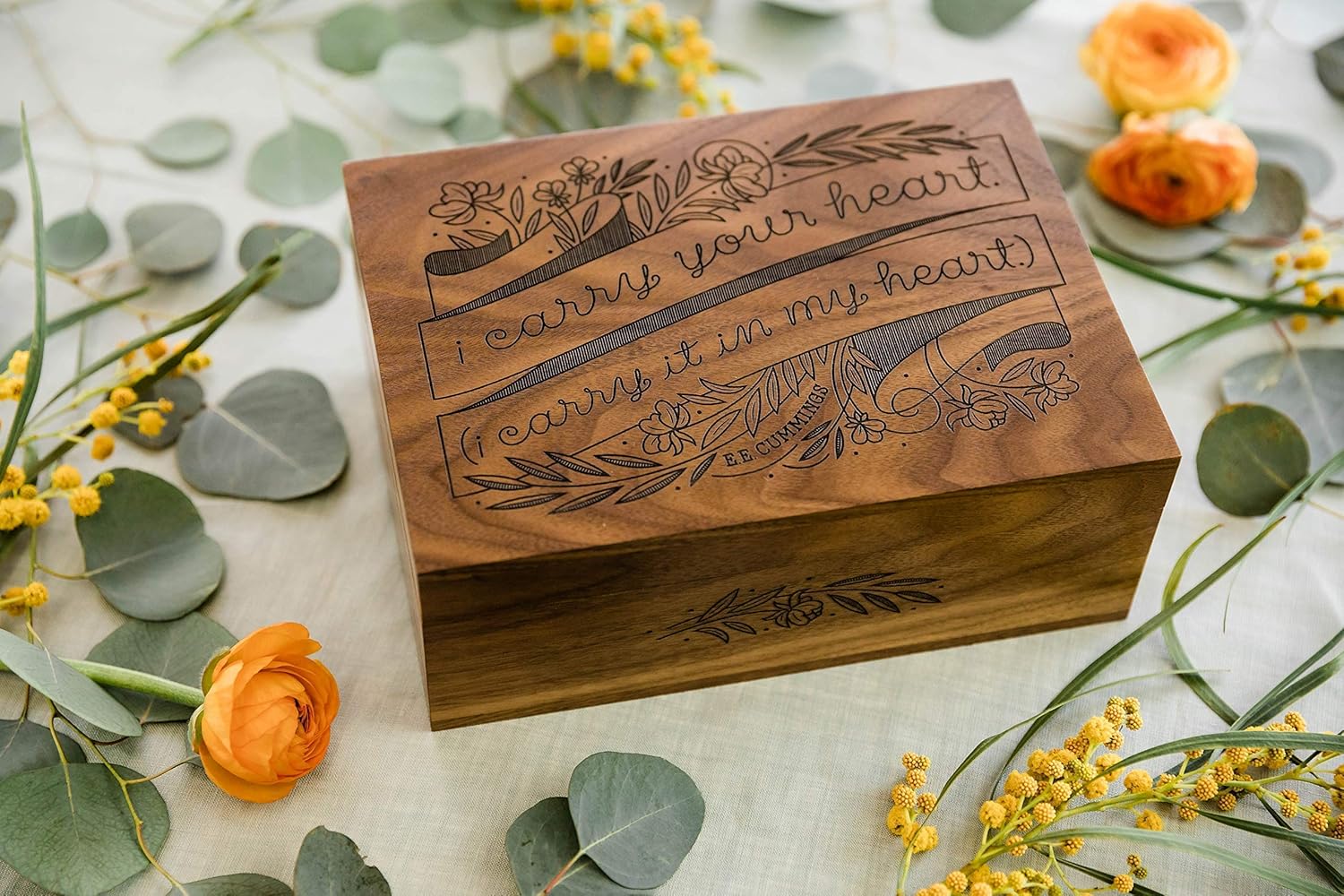 I Carry Your Heart Keepsake Box for Wedding Anniversary Gift for Couple [Wooden Memory Box for Newborn, Large Personalized Custom Jewelry Box for Women, Made in the USA]
