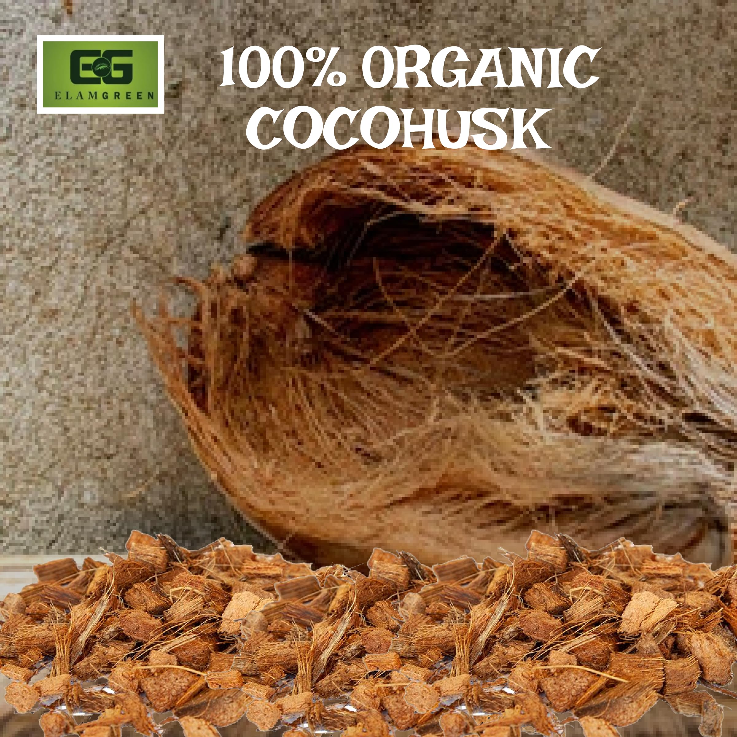 Elamgreen Coconut Husk Chips for Reptile, Horse, Pig, Goat Bedding, Natural Coco Coir Brick (5kg) 1