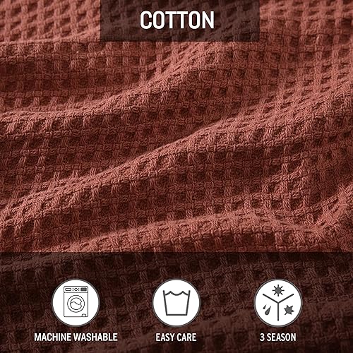 Miniatura 6 de Eddie Bauer Manta suave de punto gofre, decoración de dormitorio de peso medio, suaviza cada lavado, Queen, naranja