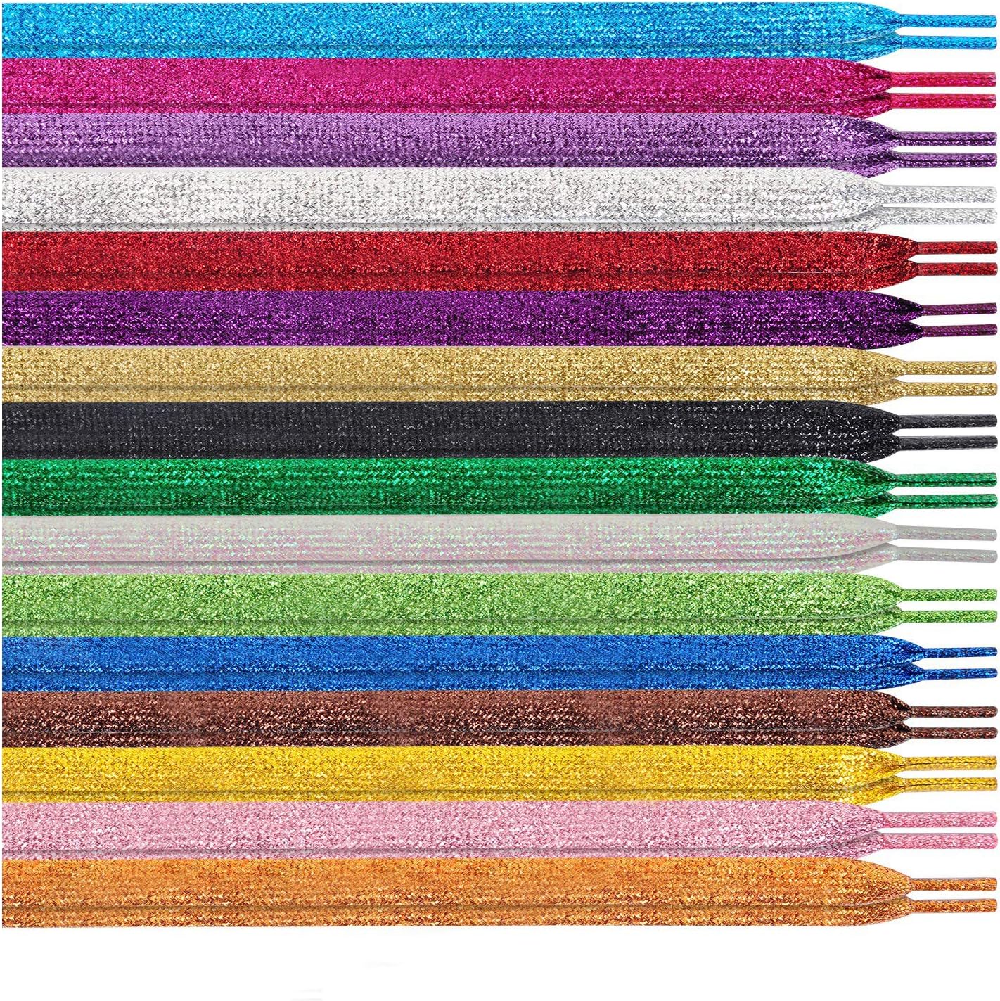 Shimmery glitter 42" Solid Colors Flat Shoelaces Shoe Laces strings for Teams Cheer Dance Sneakers