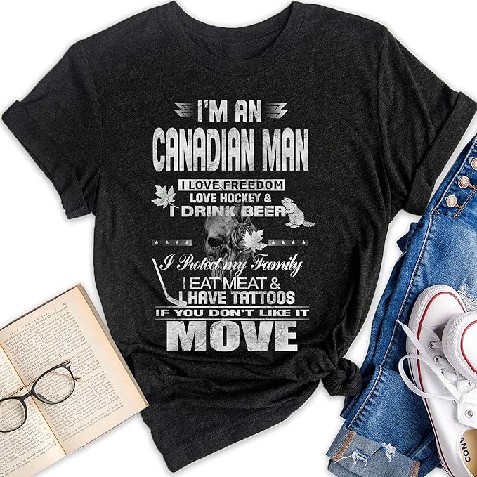 Canadian Men Shirt I Love Freedom Love Hockey