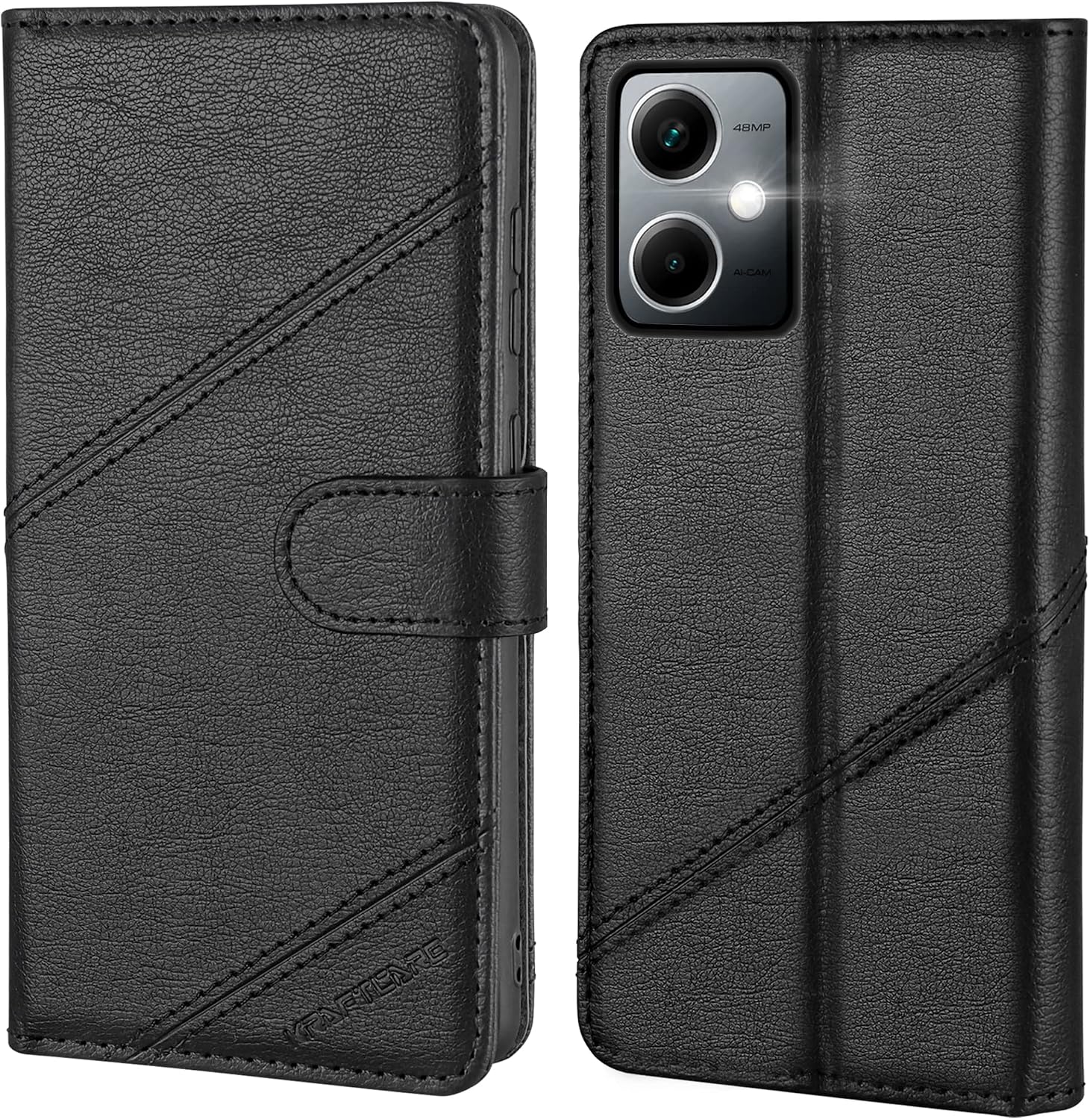 Mobile Phone Case for Xiaomi Redmi Note 12 Flip Case with Premium PU Leather 3 Card Slots + Note Compartment Stand Shockproof RFID Blocking Black