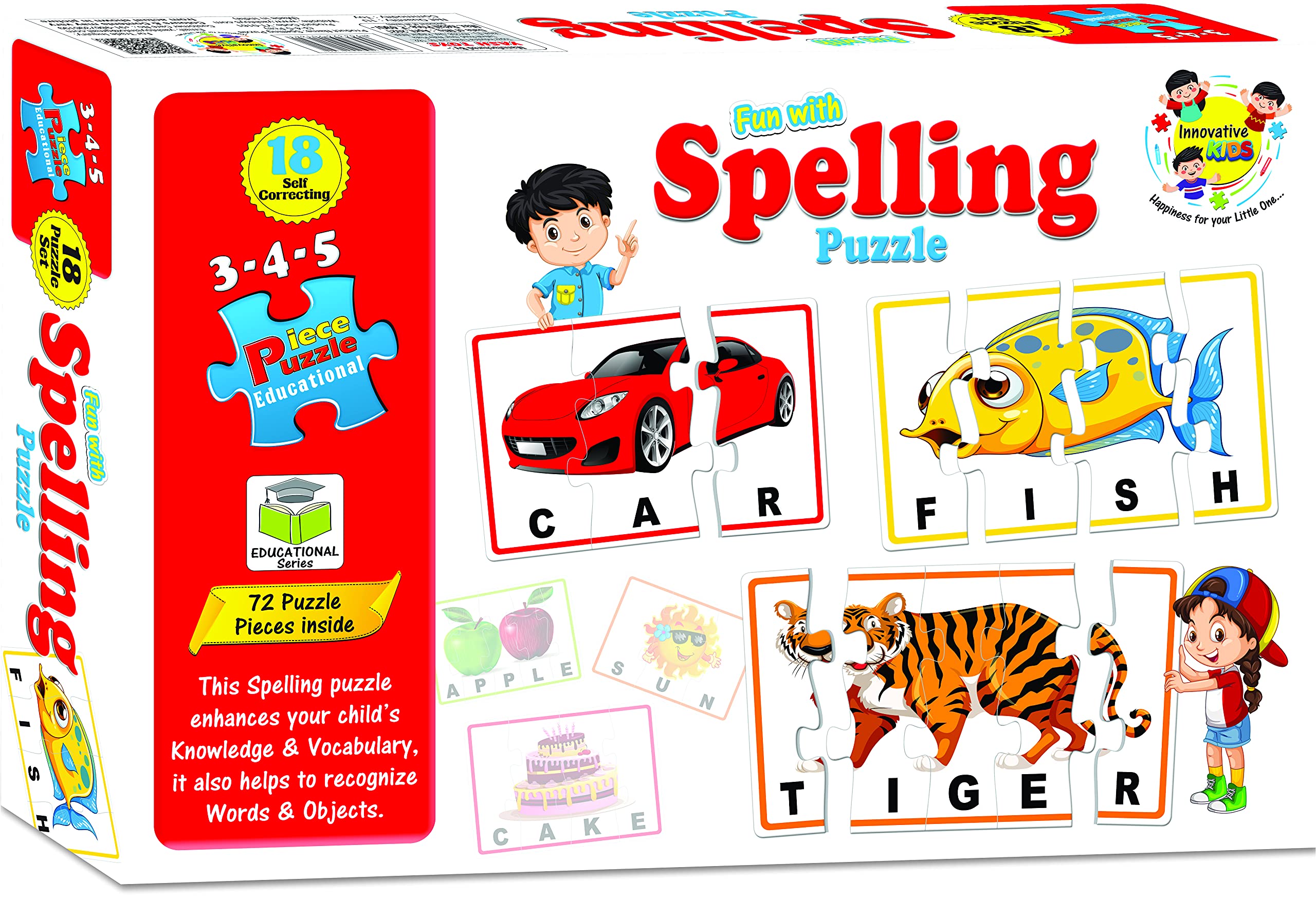 Negi Educational Spelling Puzzle,18 Self Correcting 3-4-5 Pieces Puzzle Set for Growing Kids (B0999GZSNF) Amazon Price History, Amazon Price Tracker