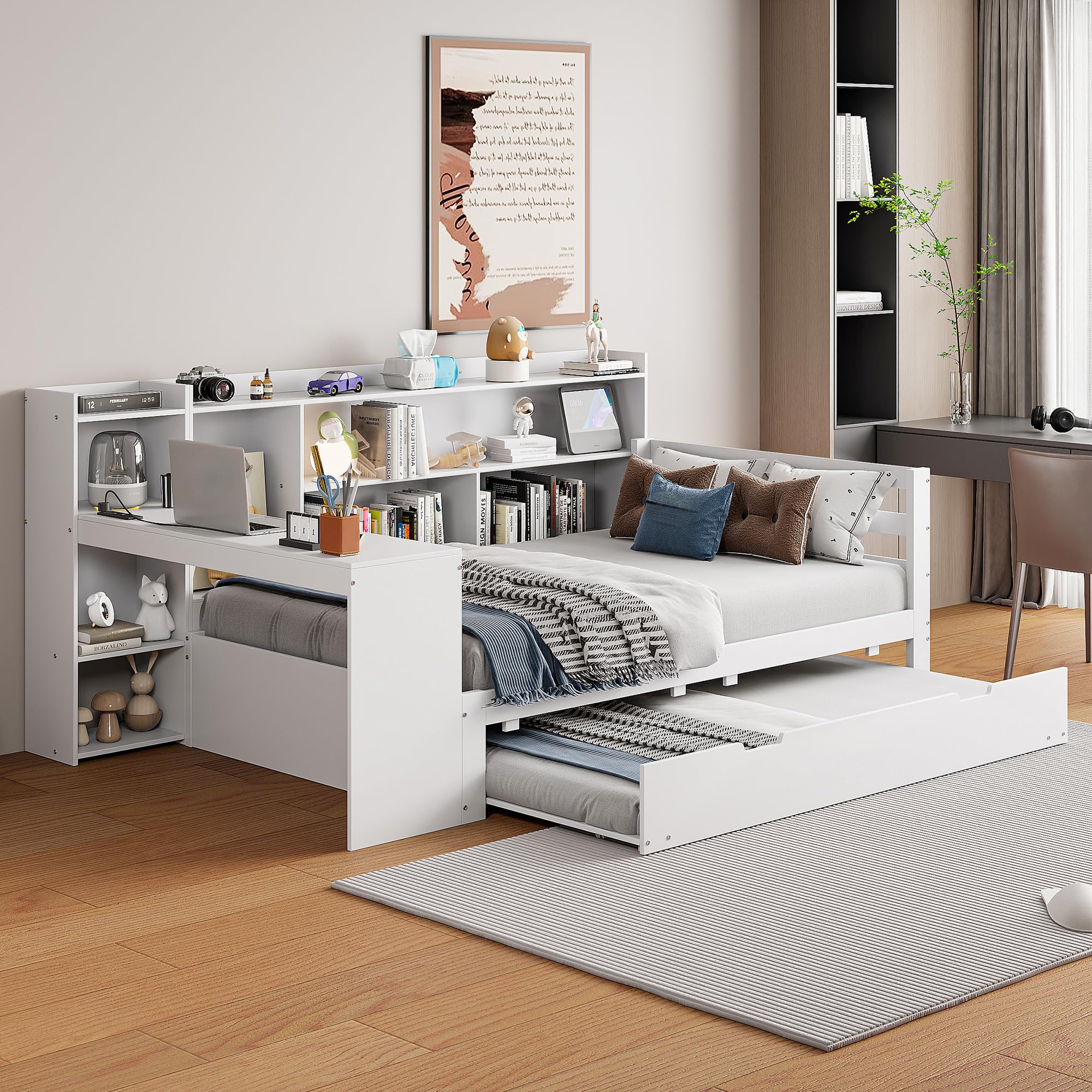 divano letto 90x200 scrivania integrata letto estraibile struttura in legno massello seconda superficie estraibile letto con scrivania uso come seduta e superficie di riposo camera