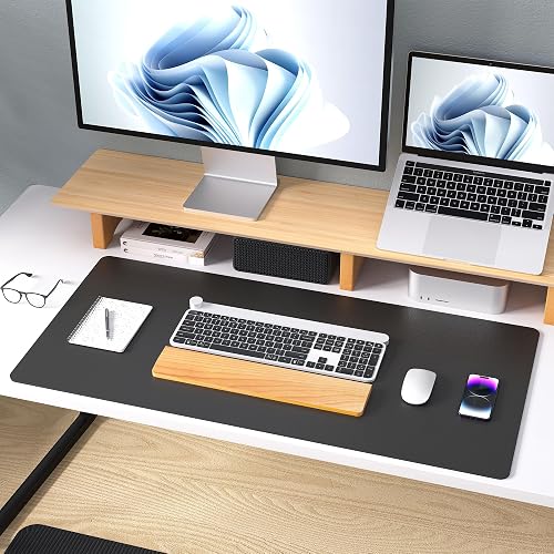 Aothia Sous-main de bureau,Grand tapis de souris, 91 x 43cm, Noir - 8