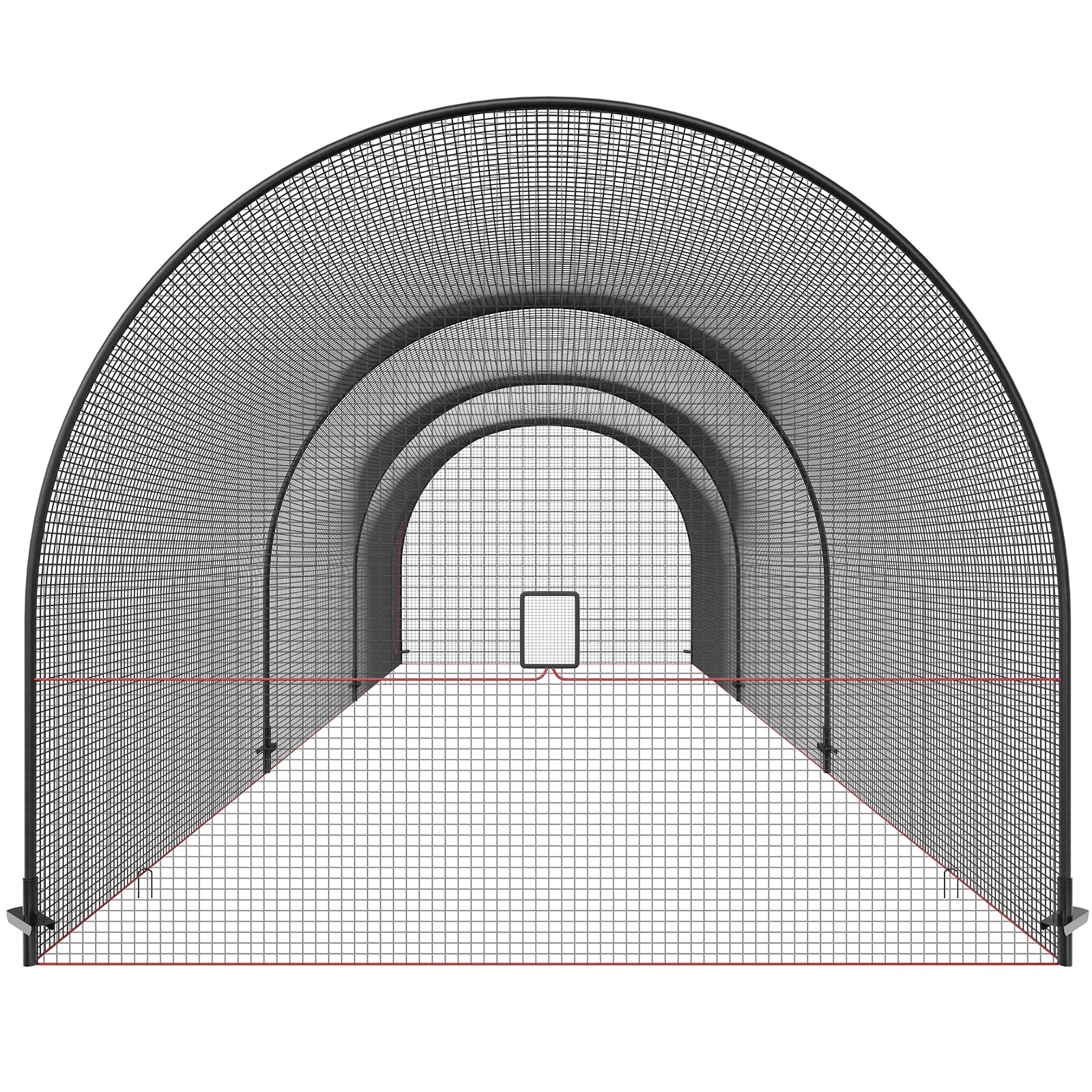 VEVOR Baseball-Schlagkäfig-Netz mit Rahmen und Netz 12 x 3,6 x 3,6 m, Baseballkäfig-Netz zum Schlagen und Aufstellen, Baseballnetz, Schlagkäfig für Jugendliche oder Erwachsene Schwarz Hinterhof