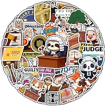 Pack 50 PCS Court Judge Sticker Waterproof Vinyl Decals Birthday Gifts for Men Women Adults Law Authority Graphics Scales of Justice Items Decoration Laptop Phone Case Helmet
