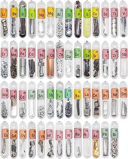 Elements Periodic Table Real, 99.99% Purity, Sealed in Glass Tube, for Gift, Teaching, Display, Collection, 55 Pcs