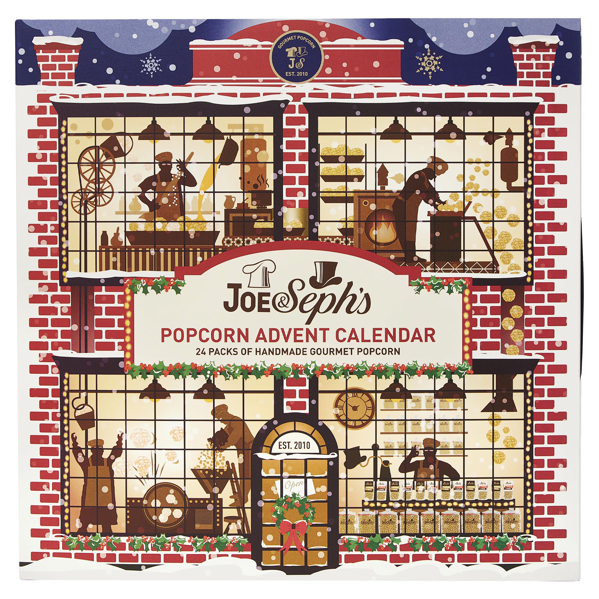 Joe & Seph’s "Tipsy" Popcorn Advent Calendar (24 x bags) | Made with real alcohol, air-popped popcorn, gourmet popcorn, festive snacks, gifts for men, gifts for women