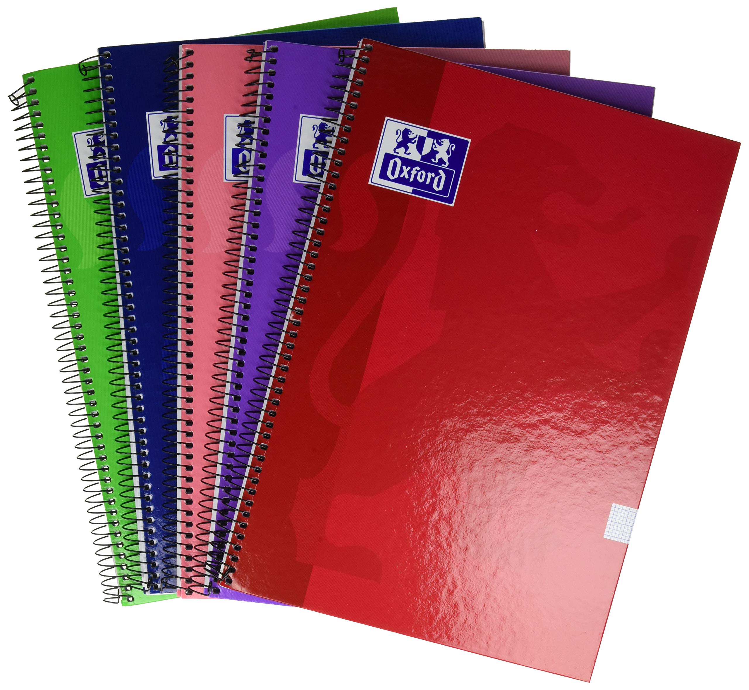 Oxford Classic Pack of 5 Notebooks, Spiral and Lid extradura, fº, Graph C/M